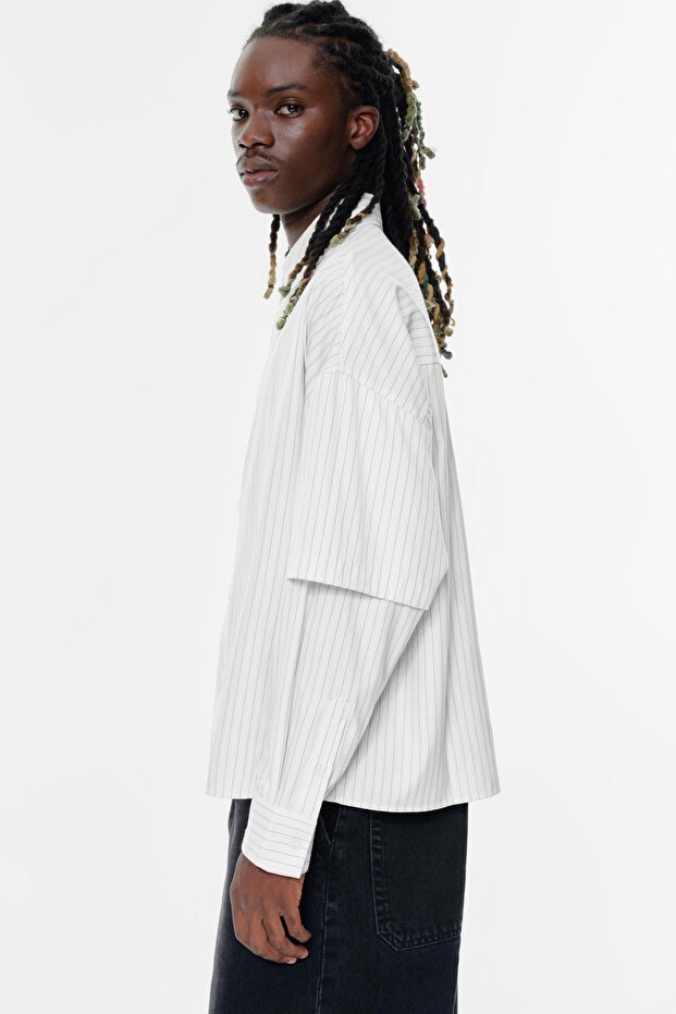 Çift Kol Çizgili Gömlek - 4