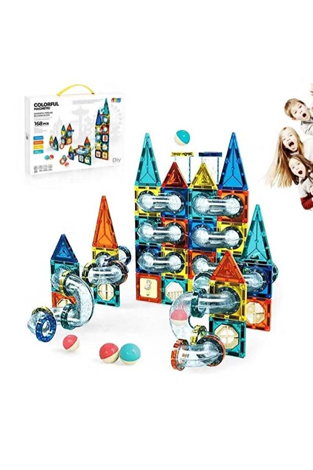 168 Pcs Magnetic Pipeline Tiles Magic Blocks 3D STEM Stacking Toys for 3+ Year Old Boys and Girls