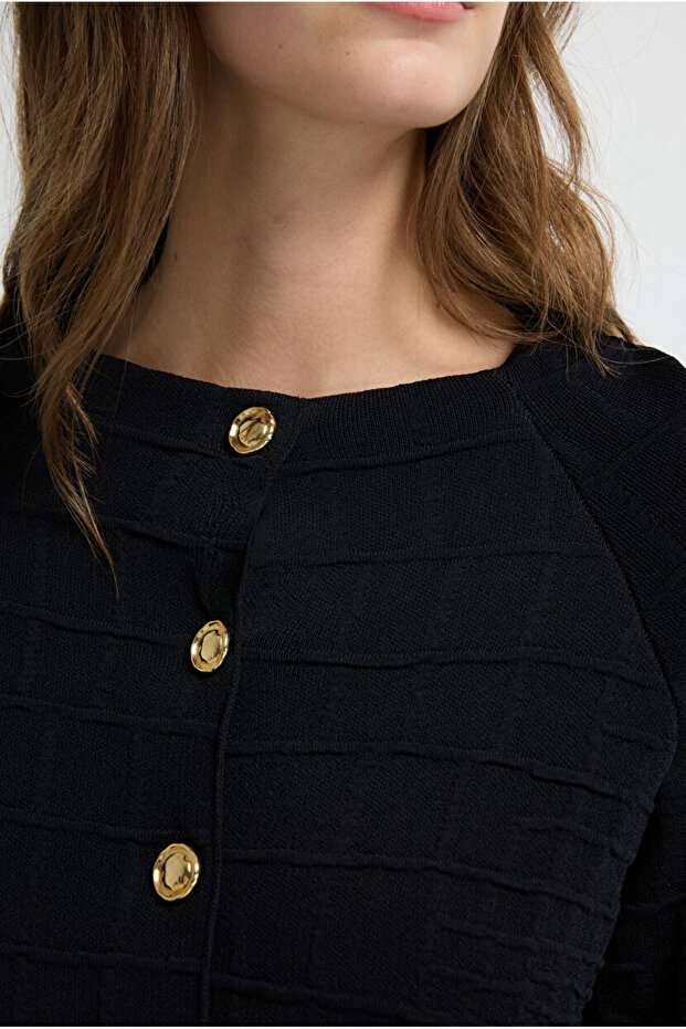 Dik Yaka Triko Hırka - 2