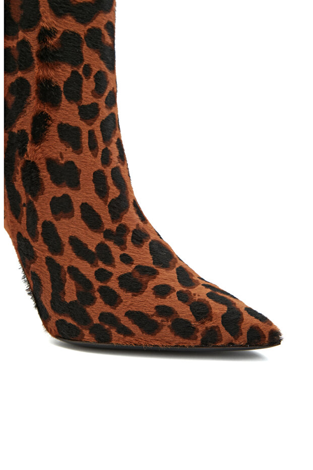 Leopar Desenli Kadın Deri Bot - 6