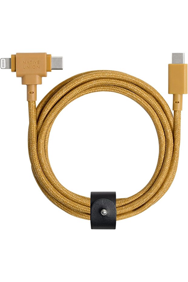 BELT DUO USB-C to Lightning Cable 1.8M with Leather Strap - Kraft