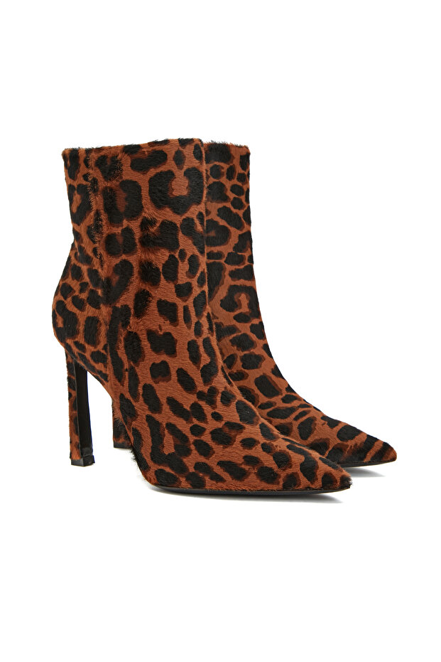 Leopar Desenli Kadın Deri Bot - 2