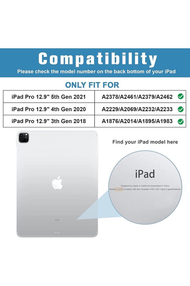 Touchpad Keyboard Case for iPad Pro 12.9 (3rd-6th Gen) - 360° Rotation, Backlit, Trackpad, - 2