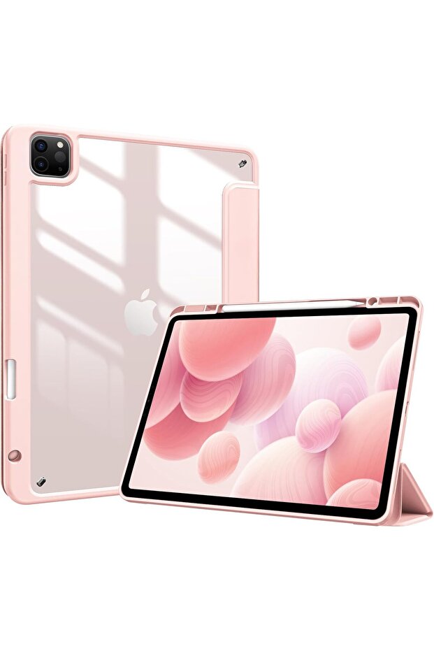 Smart Case for iPad Pro 12.9 (3rd-6th Gen) Transparent Back with Pencil Holder, Auto Sleep/W
