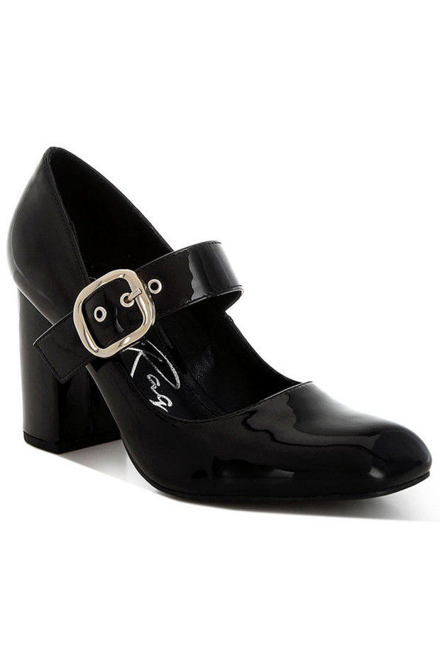 Women Block Heel Mary Jane Sandals in Black
