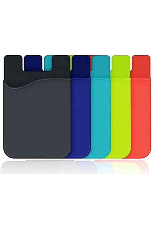 5-Pack Silicone Adhesive Credit Card Holder Phone Wallet - Multi-color