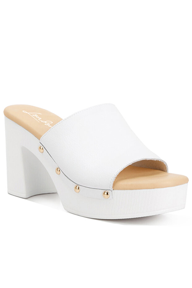 Women Recycled Leather Block Heel Clogs