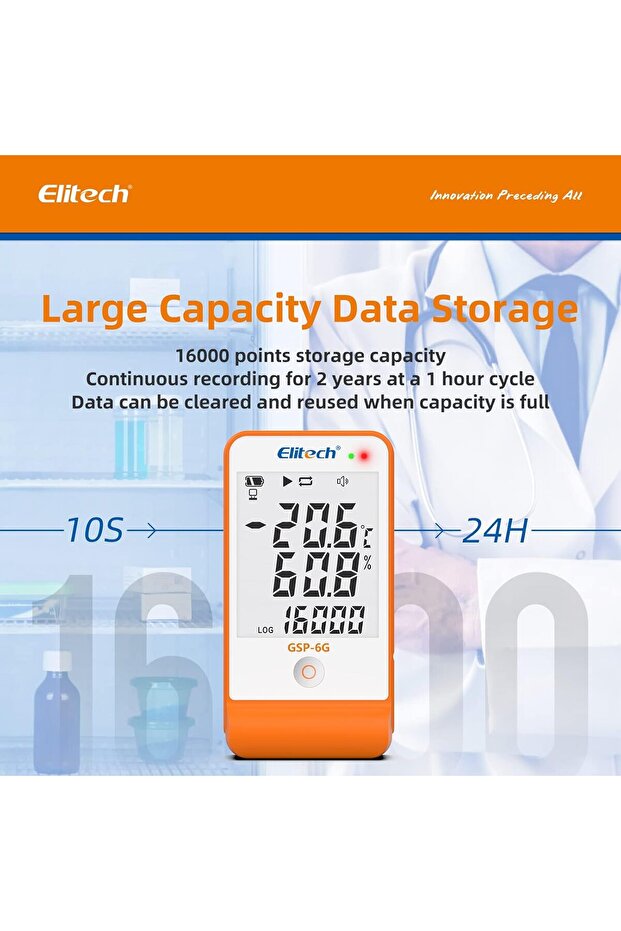 Elitech GSP-6G Digital Data Logger Detachable Buffered Probe Temperature and Humidity - 6