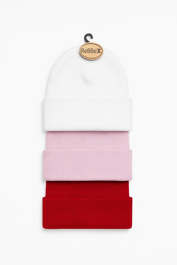 Children's Beret (3 Pieces) White Powder Red