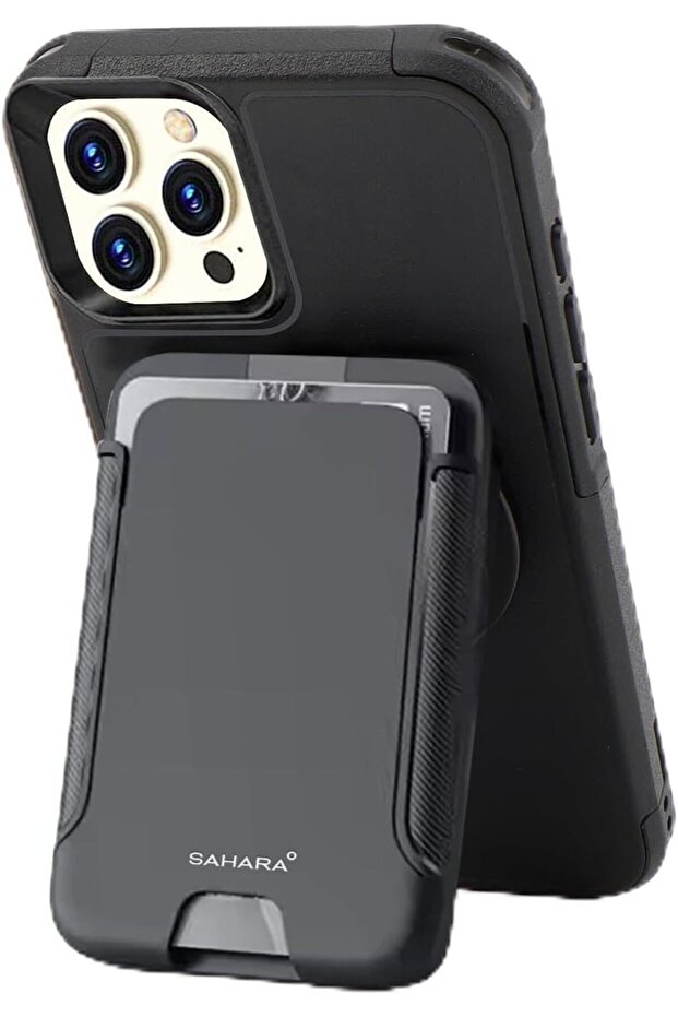 Magnet Wallet Compatible with MagSafe for iPhone 16 Pro Max - Adjustable Stand, Scorpion Black