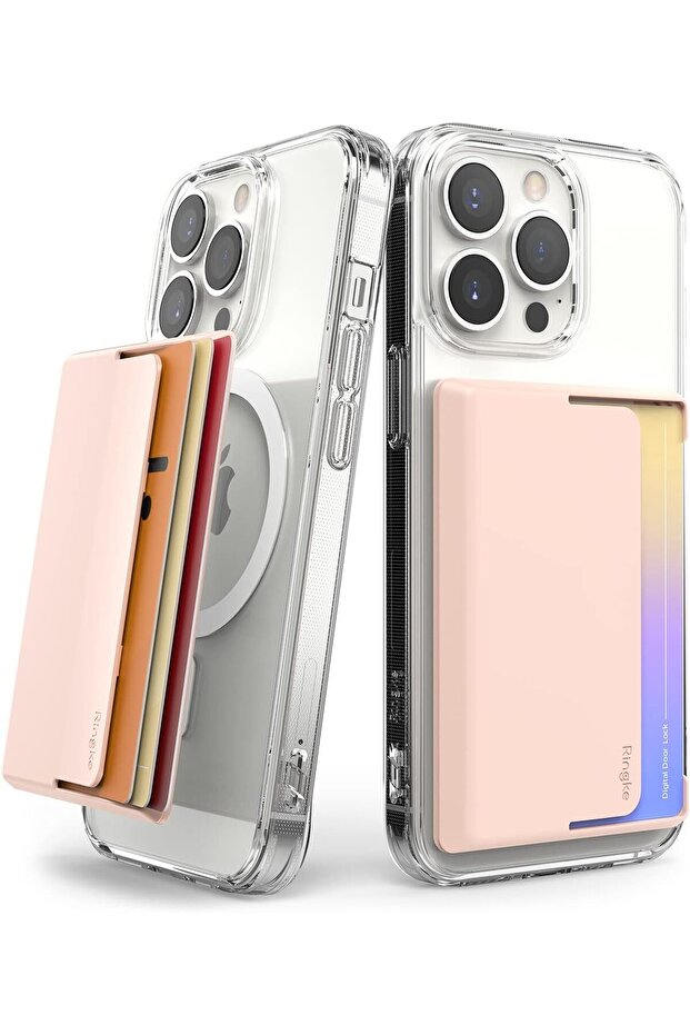 Magnetic Side Slot Card Holder [Phone Wallet] - Peach Pink