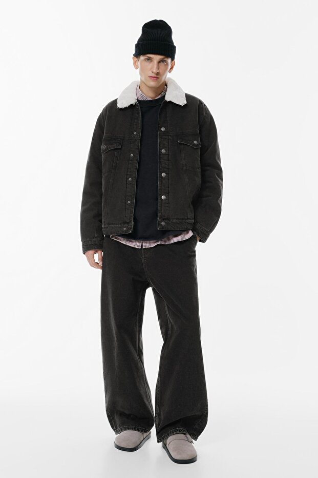 Suni Kürk Yakalı Kot Ceket - 3