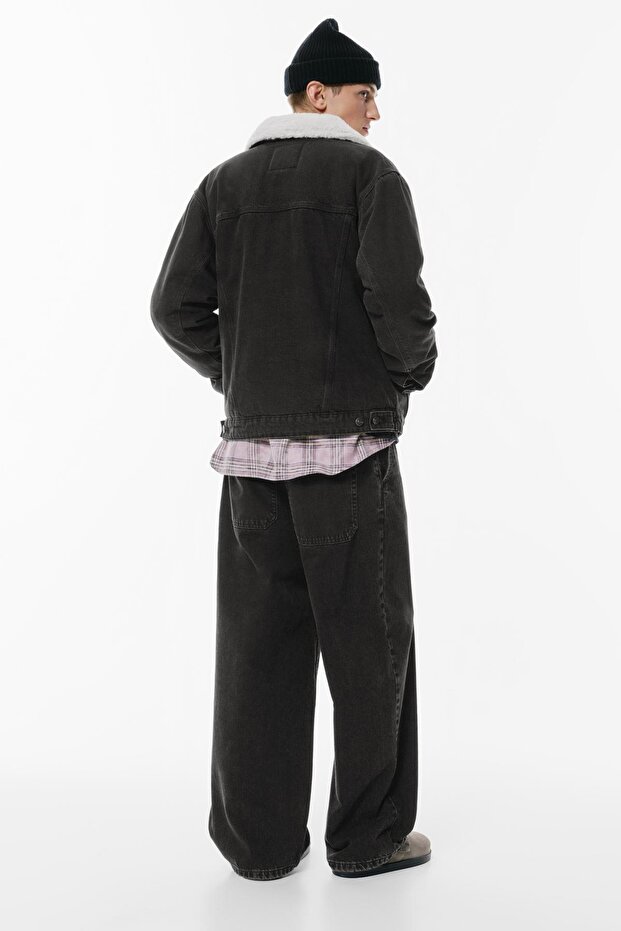 Suni Kürk Yakalı Kot Ceket - 5