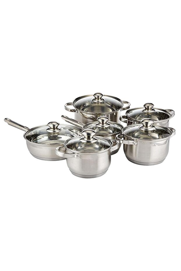 12-Piece Stainless Steel Cookware Set Silver