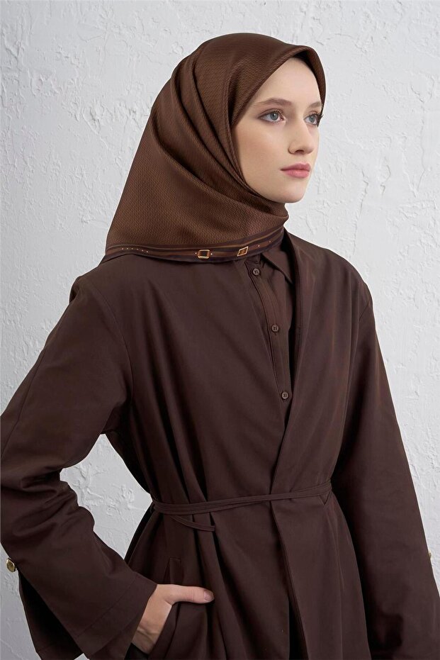 بنقشة المونوغرام وشاح حرير تويل نقي 9401D 80