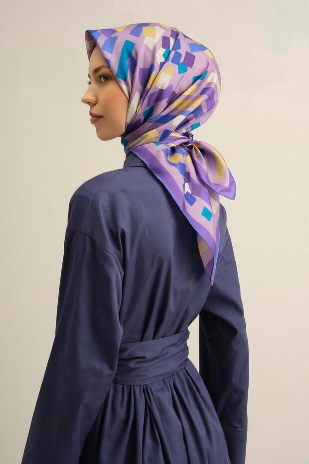 سورا وشاح حرير 9341-55 أرجواني نمط مختلط