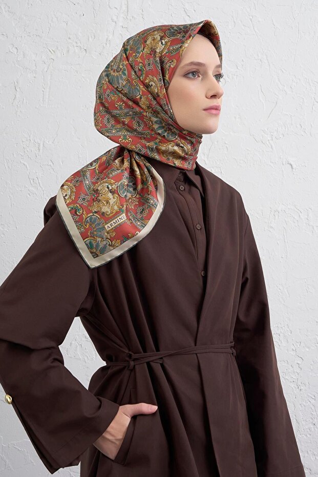 Ethnic Pattern Pure Silk Twill Scarf 9416D 31