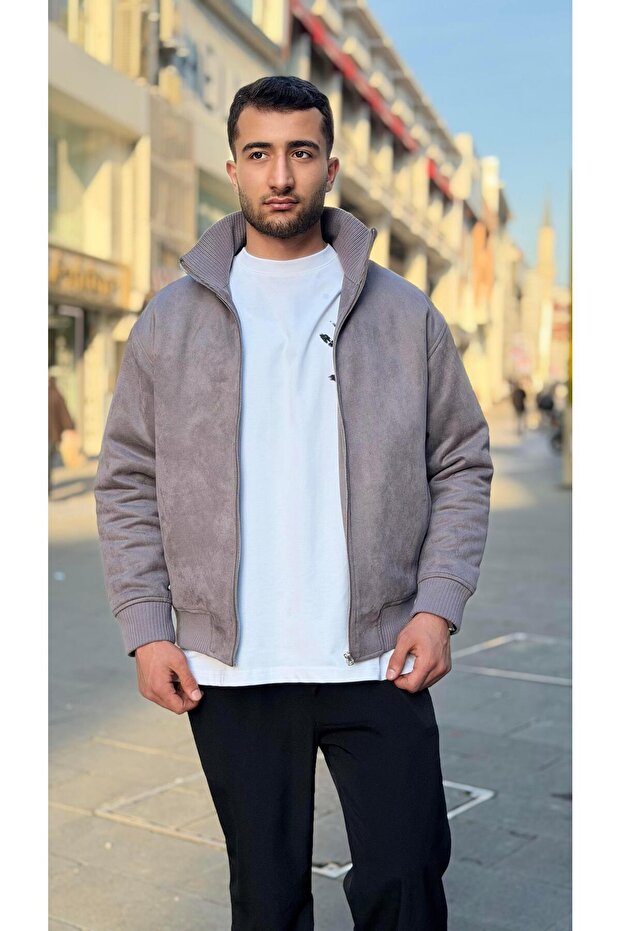 X-2021 Ribanalı İçi Kapitone Süet Mont - 3