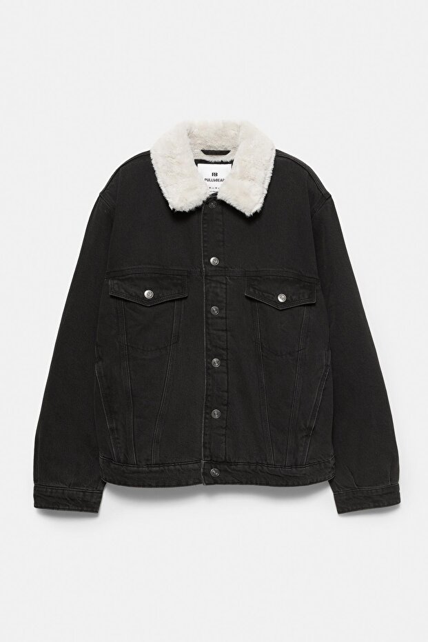 Suni Kürk Yakalı Kot Ceket - 7