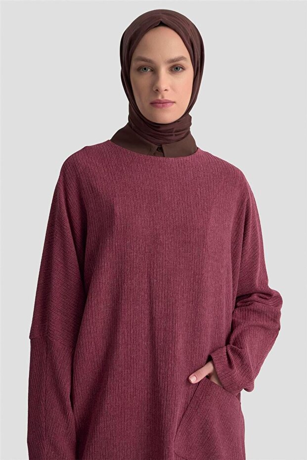 Basic Örme Tunik 25KD1118 Bordo - 3