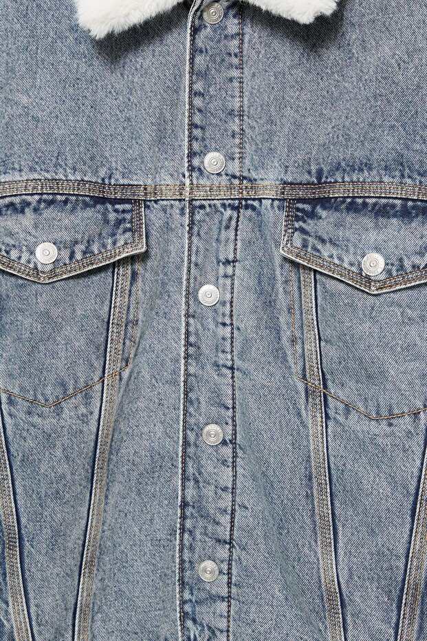 Suni Kürk Yakalı Kot Ceket - 8