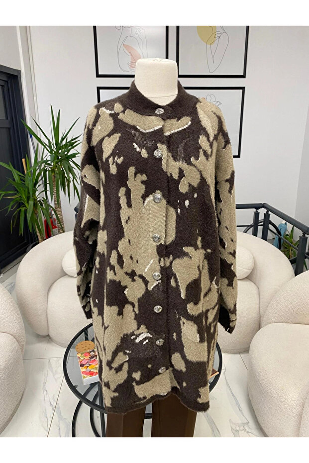 Angora Patterned Cardigan - 1