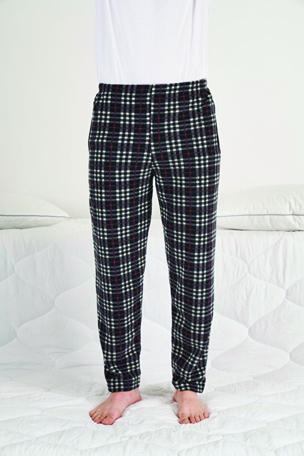 Plaid Pattern Pocketed Thick Fleece Single Bottom