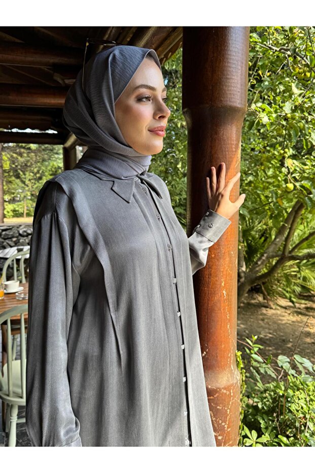 YAKA DETAYLI TAŞLANMIŞ İPEK TAKIM - 6