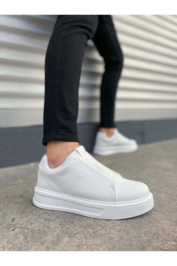 Jy007 Alba Laceless Leather Men's Casual Sneaker Shoes Cbt White