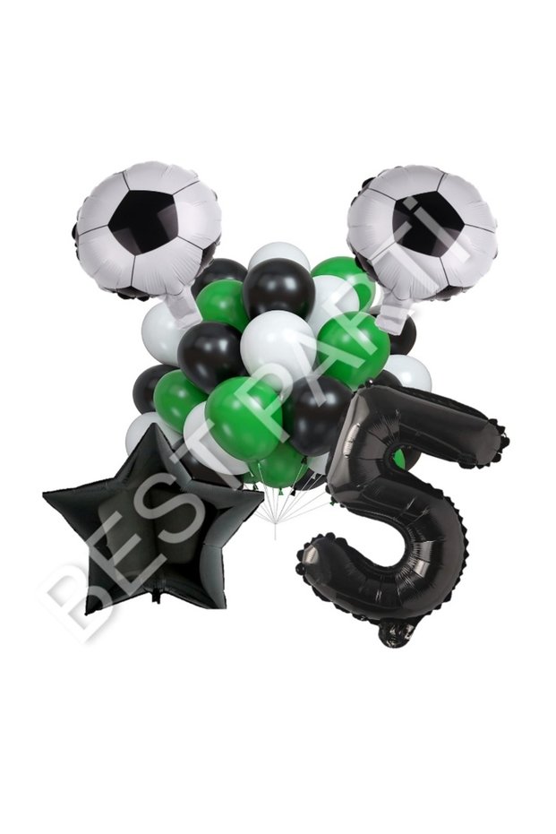 İstoç Football Ball Star Number Latex Balloon Set Age 5