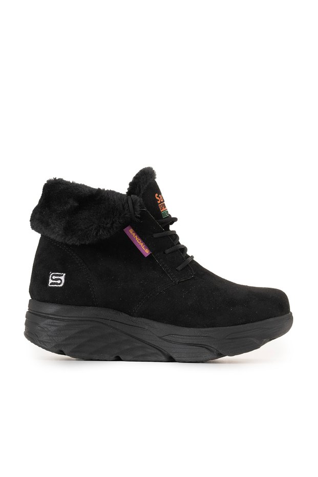 Women's Suede Fur Short Sports Boots Ss001-0478 Black