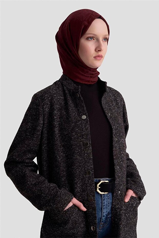 Melanjlı Örme Kap 25KD1123 Siyah - 1
