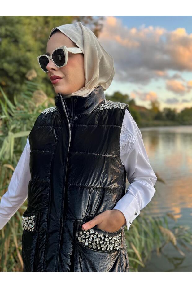 PUL NAKIŞLI TAŞLI YELEK - 5