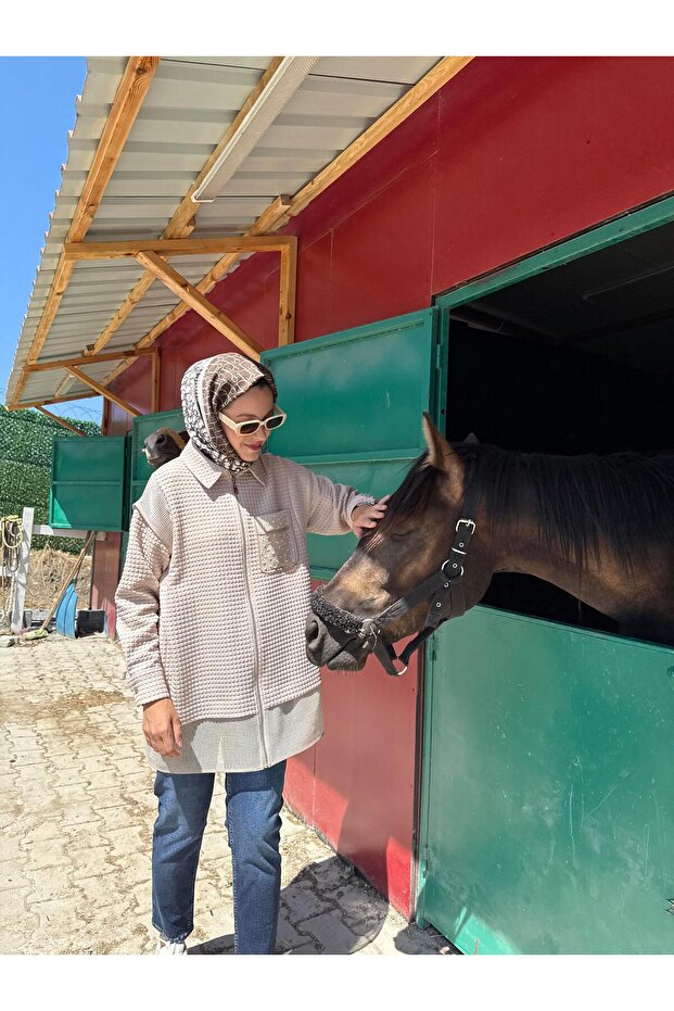 FİLE DETAYLI FERMUARLI GÖMLEK - 6