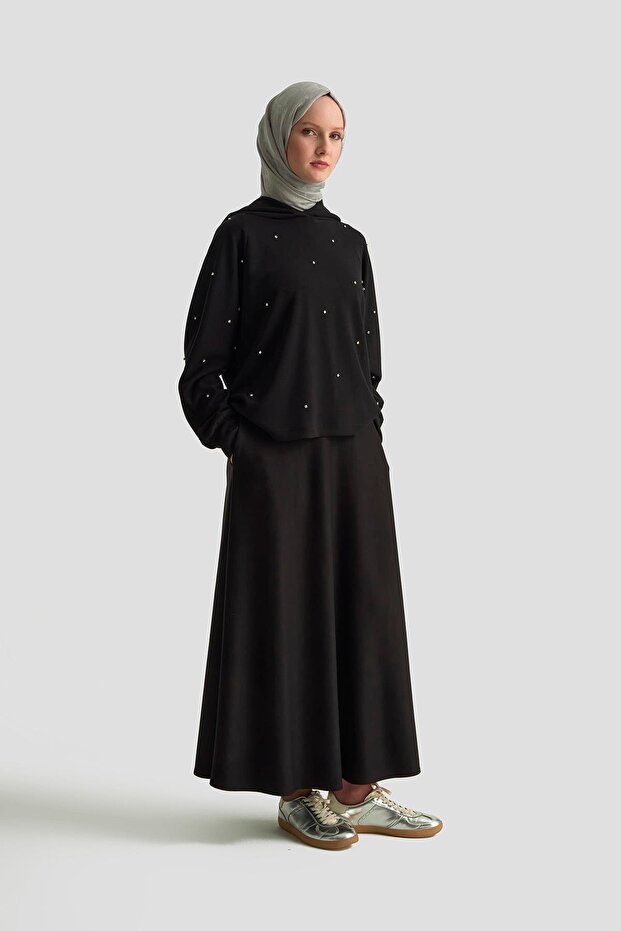 Kloş Örme Etek 25KD4033 Siyah - 1