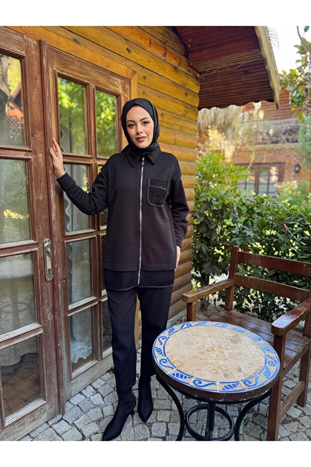 FİLE DETAYLI FERMUARLI GÖMLEK - 1