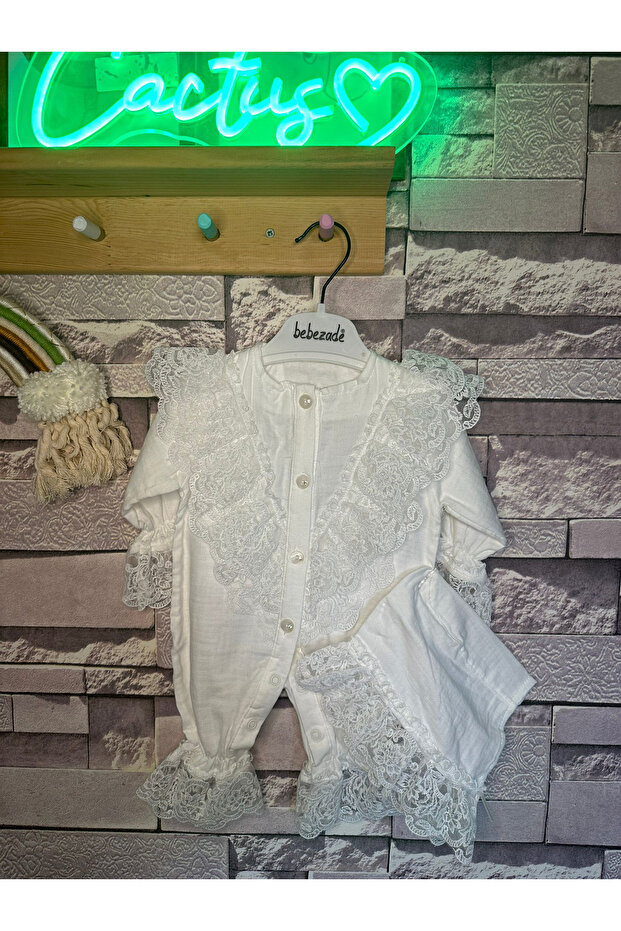Firfirli Lace Baby Set Jumpsuit and Hat