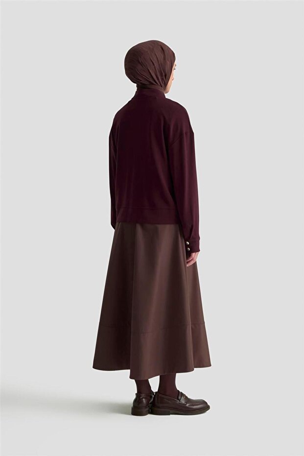 Zımbalı Örme Ceket 25KD4032 Mürdüm - 5