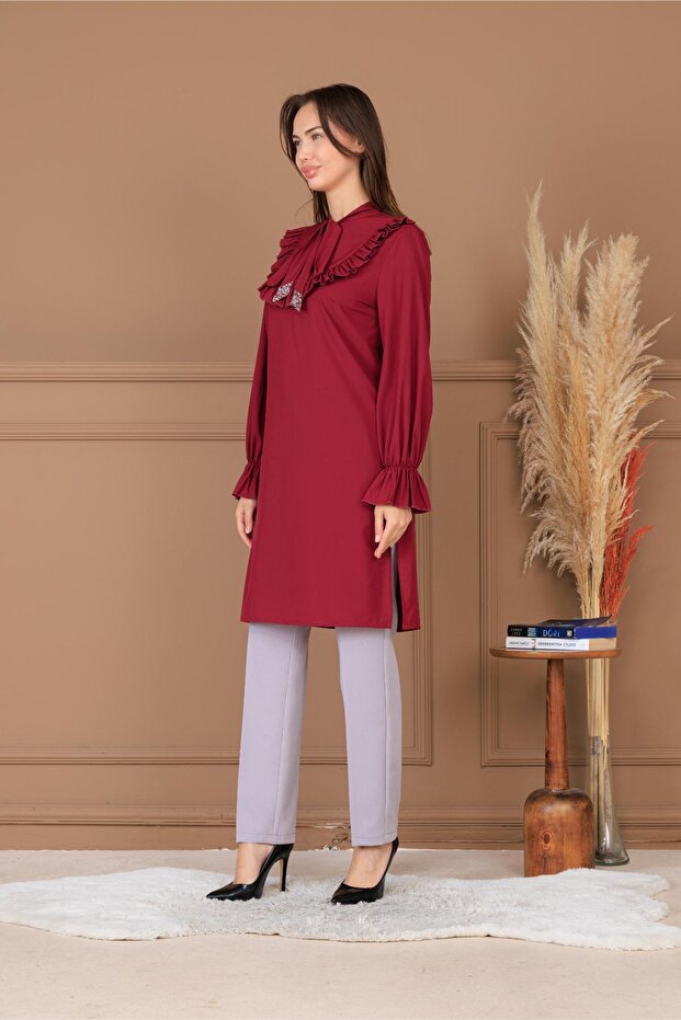 Asel Tesettür Suit Burgundy Dnmelb82