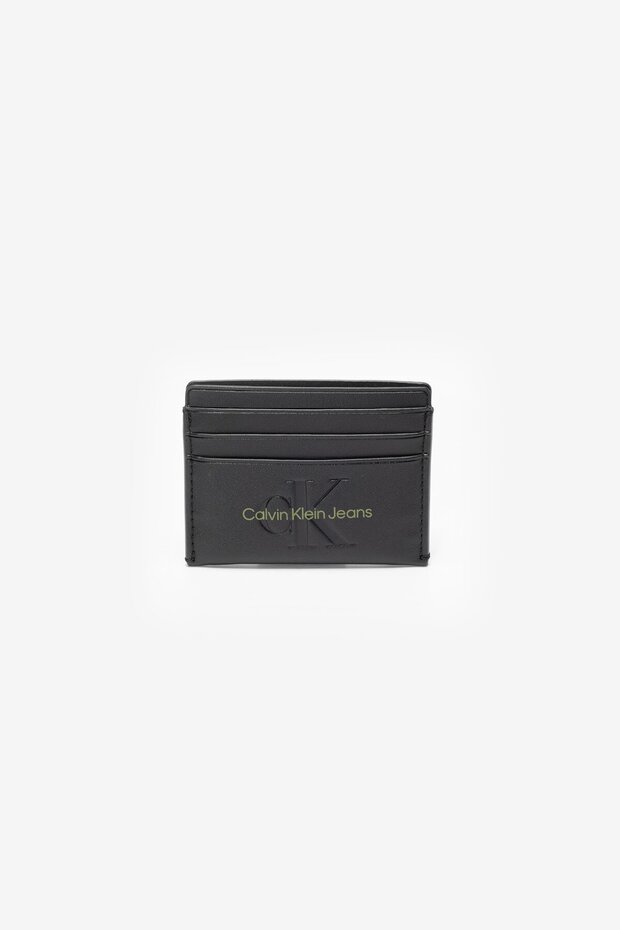Men's Brand Logo Smooth Surface Slate Grey Lime Punch Card with Multiple Card Slots