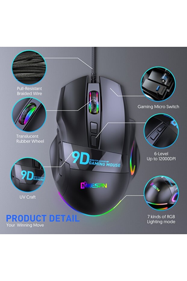 MKESPN G6 9 TUŞ MAKRO PROGRAMLI GAME MOUSE - 4