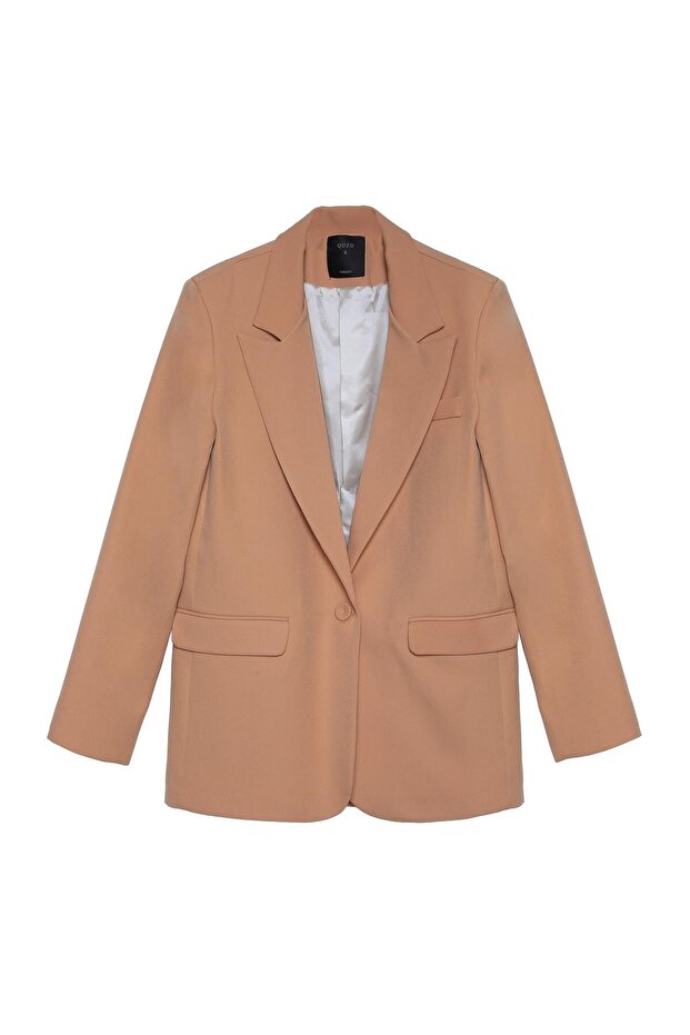 Quzu Oversize Blazer Ceket Camel - 1