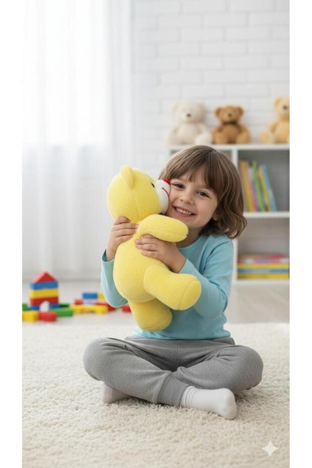 25 cm Plush Teddy Bear with Bow Tie Valentine's Day Gift Birthday Gift Yellow