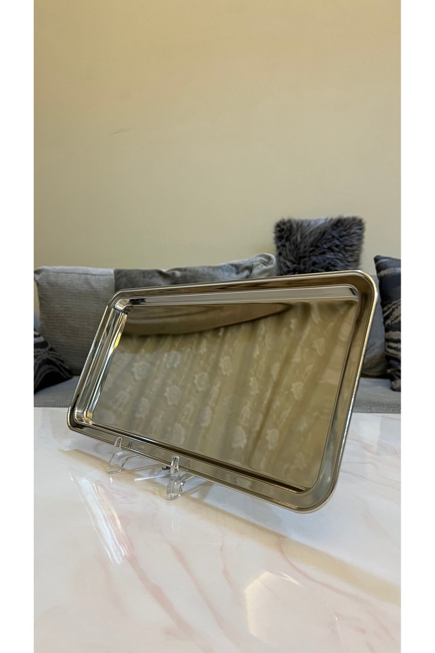 Single rectangular serving trays, 4 sizes, silver nickel - 1