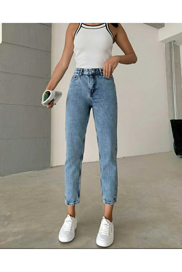 Çnr High Waist Mom Jeans Stretch Fabric Mom Jeans New Hsn