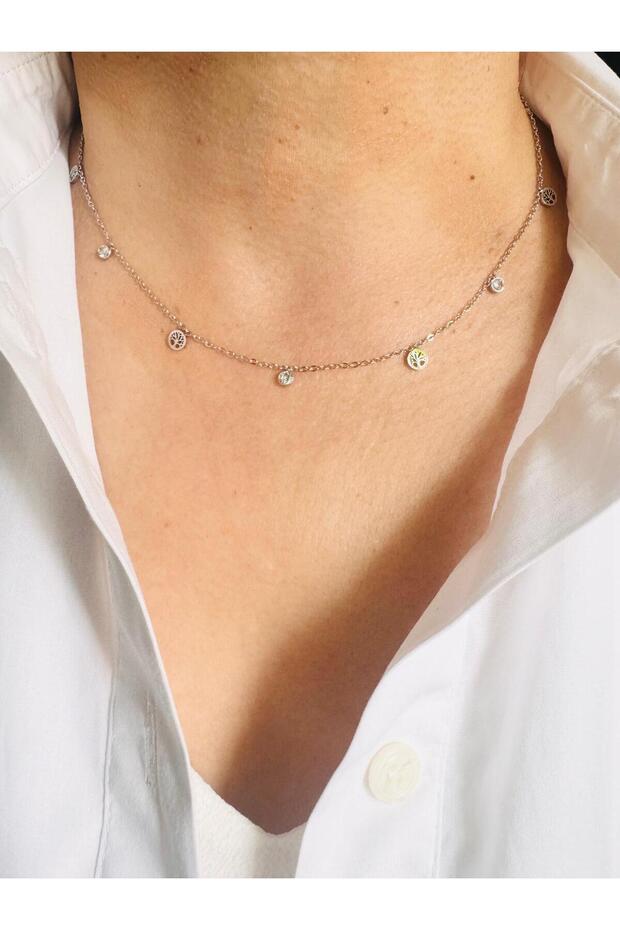 Steel Minimal Tree of Life Necklace 45 cm