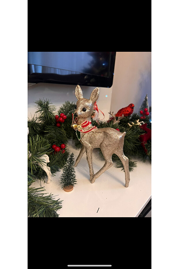 New Year's Glitter Gold Gazelle Deer 23 cm Christmas New Year Decoration Christmas Tree