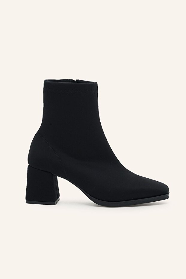 Siyah Streç Topuklu Bot - 1