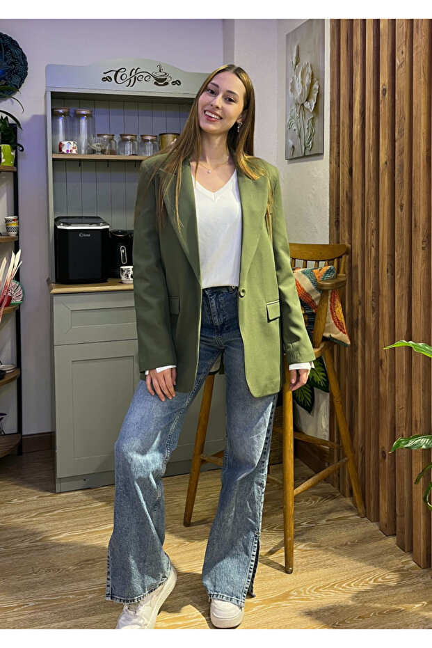 Haki Blazer Ceket - 1