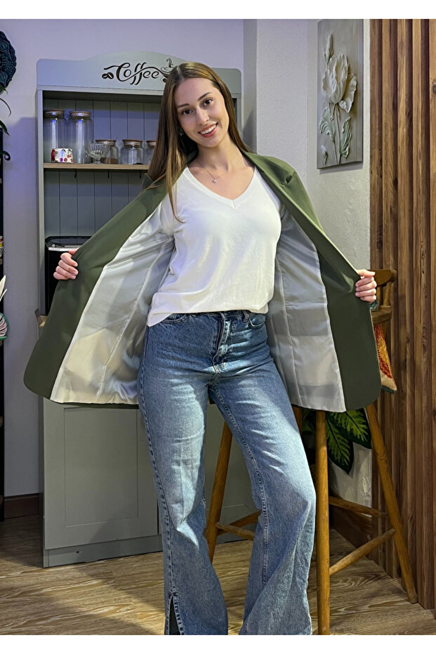 Haki Blazer Ceket - 4